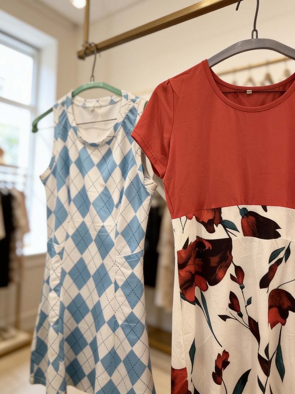 Red & Floral Short Sleeve A-Line Dress